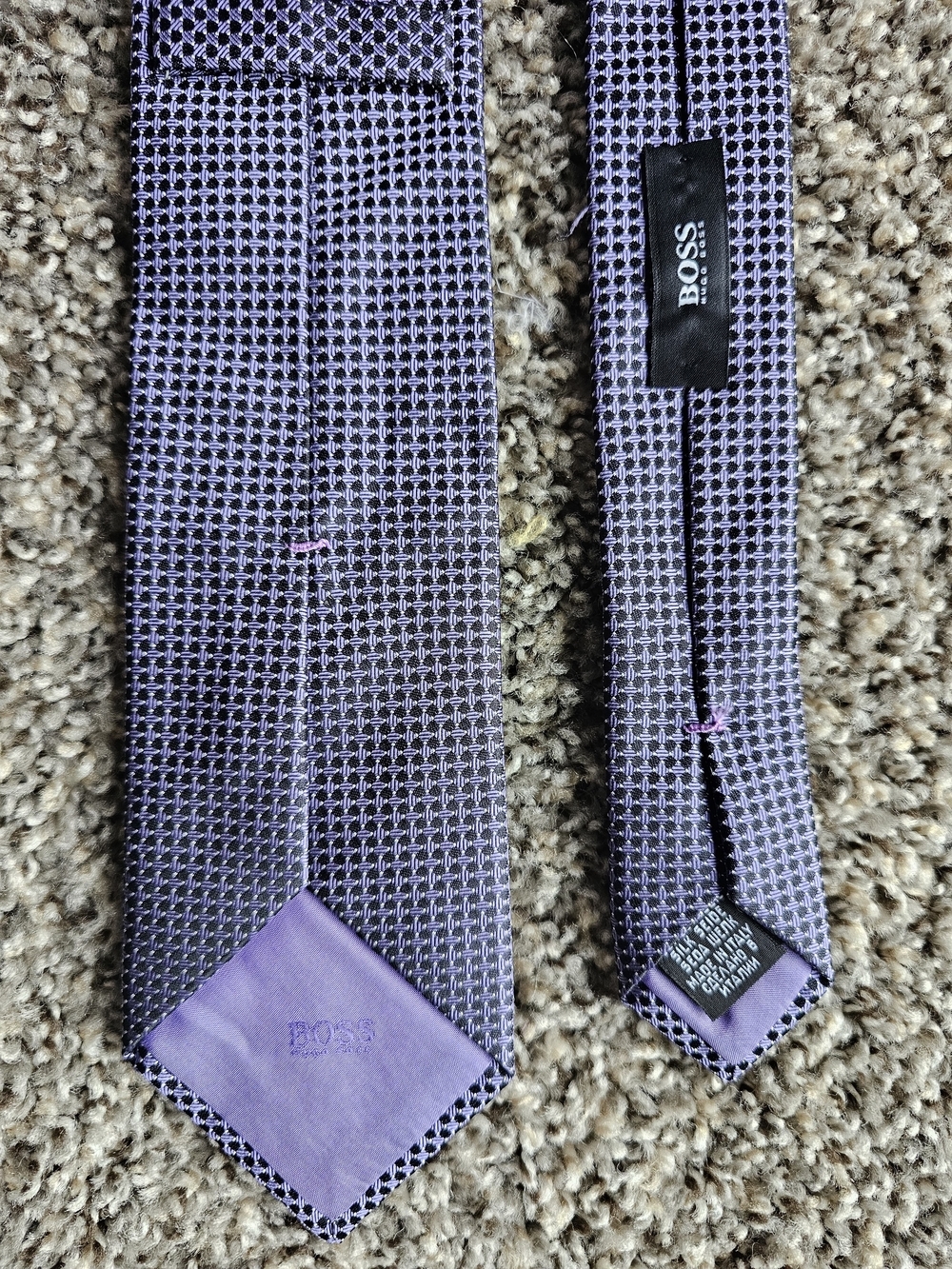BOSS Purple Geometric Silk Tie - Men's Accessory